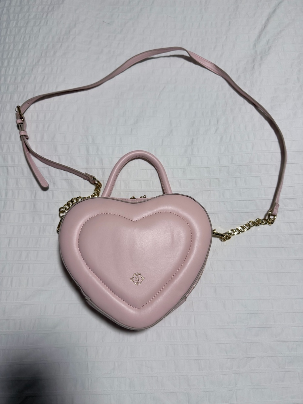 Pink Heart Crossbody Bag with Gold Chain
